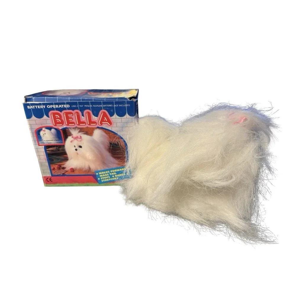 Vintage Battery operated Bella Dog maltese white puppy‎ new